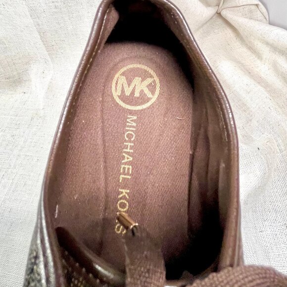 Michael Kors City Sneakers Brown Leather MK Logo Lace-Up Women’s Size 8.5M - Picture 14 of 16